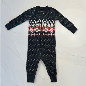 Hanna Andersson Winter Print Black and Red Baby One Piece. 3-6 months.